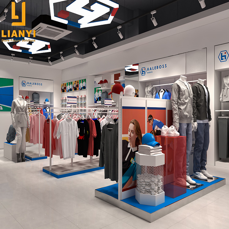 Freies Design Einzelhandel Sport Kleidung Shop Befestigung Dekoration Kleidung Rack Nesting Display 