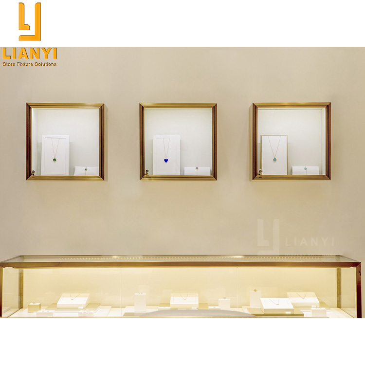 Einkaufszentrum Gold Schmuck Showroom Design Goldener Schmuck Kiosk Showcase Display Kabinett 